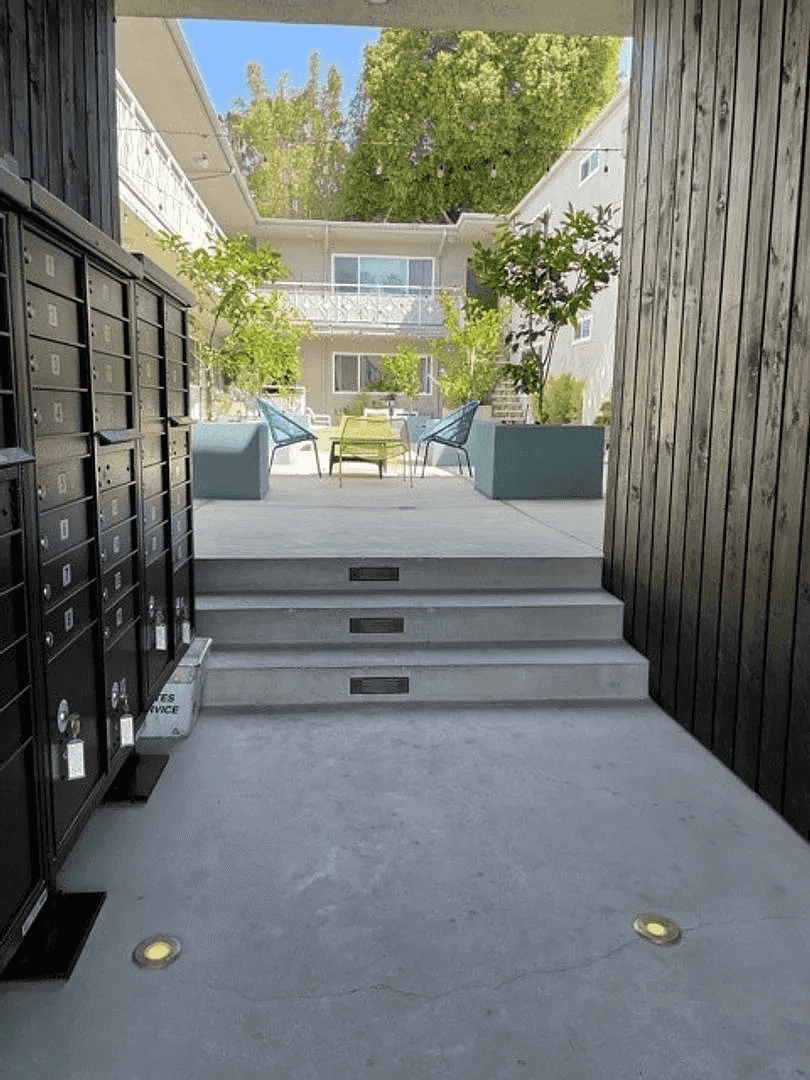 resident mailroom and courtyard entry