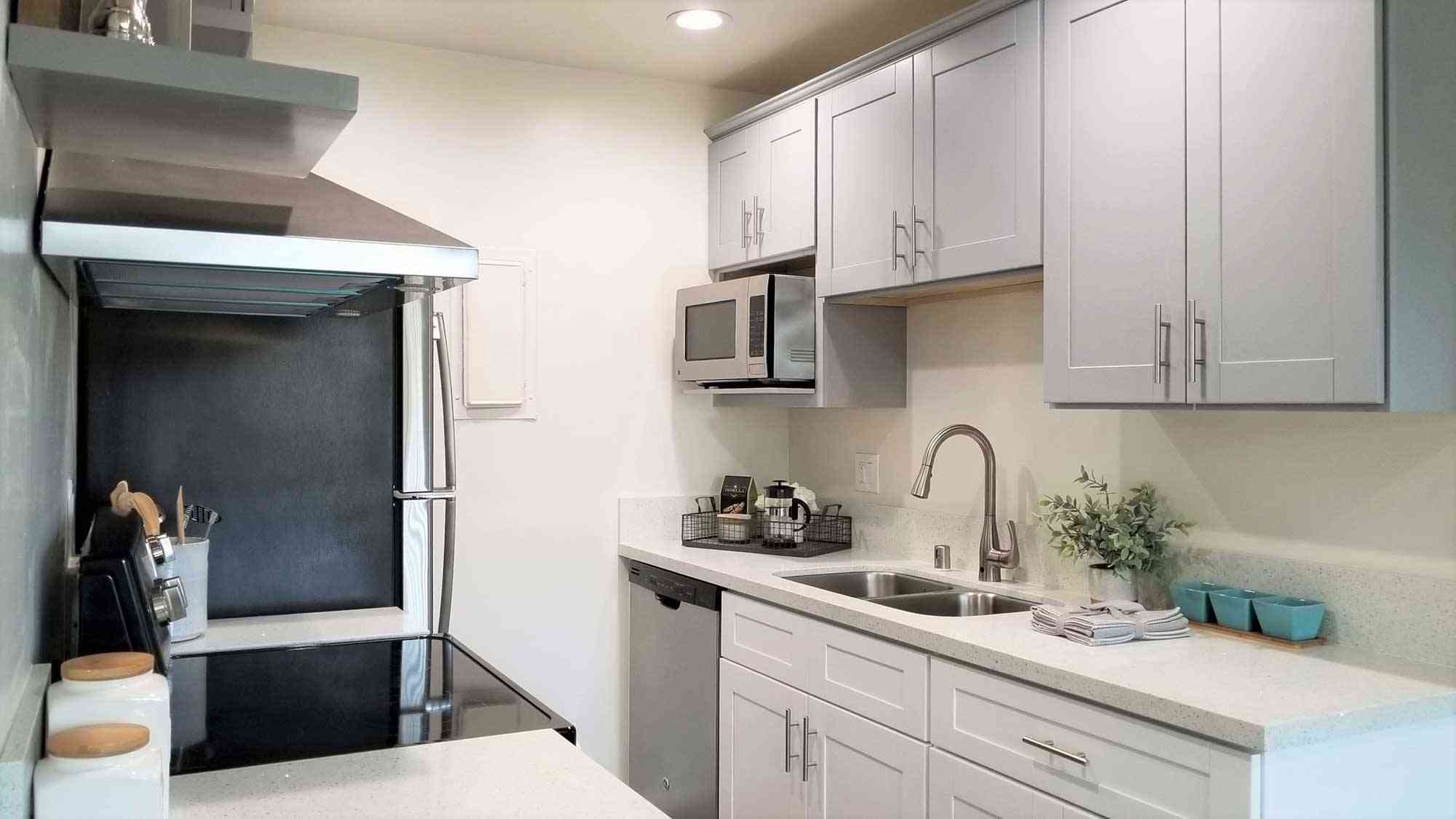 stainless steel dishwasher and sink area