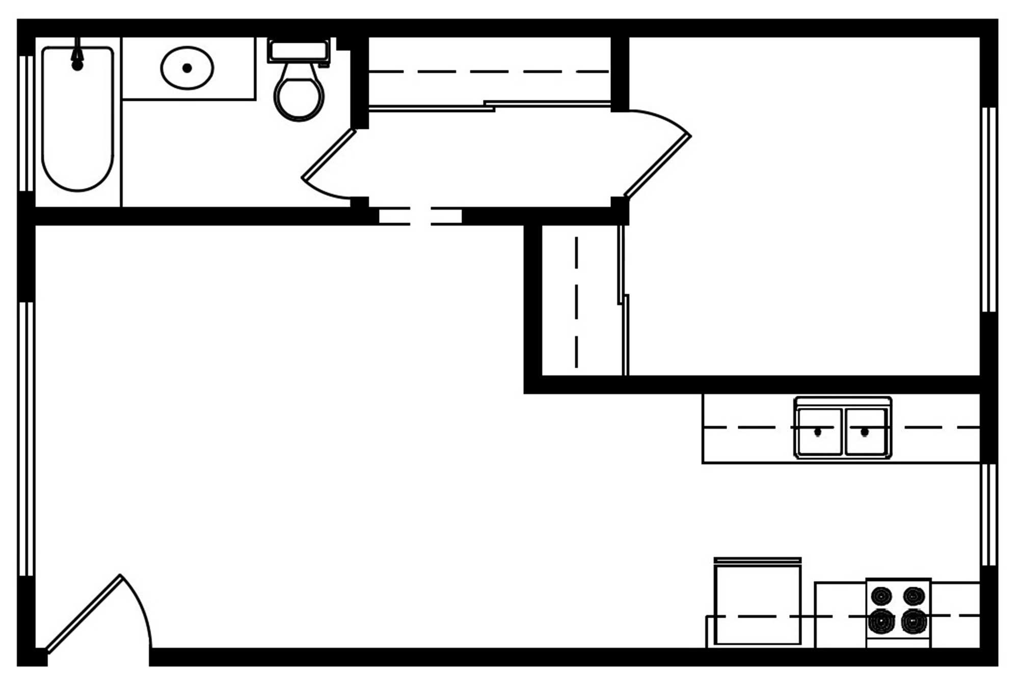 1 Bedroom 1 Bath 459 Sqft Floorplan