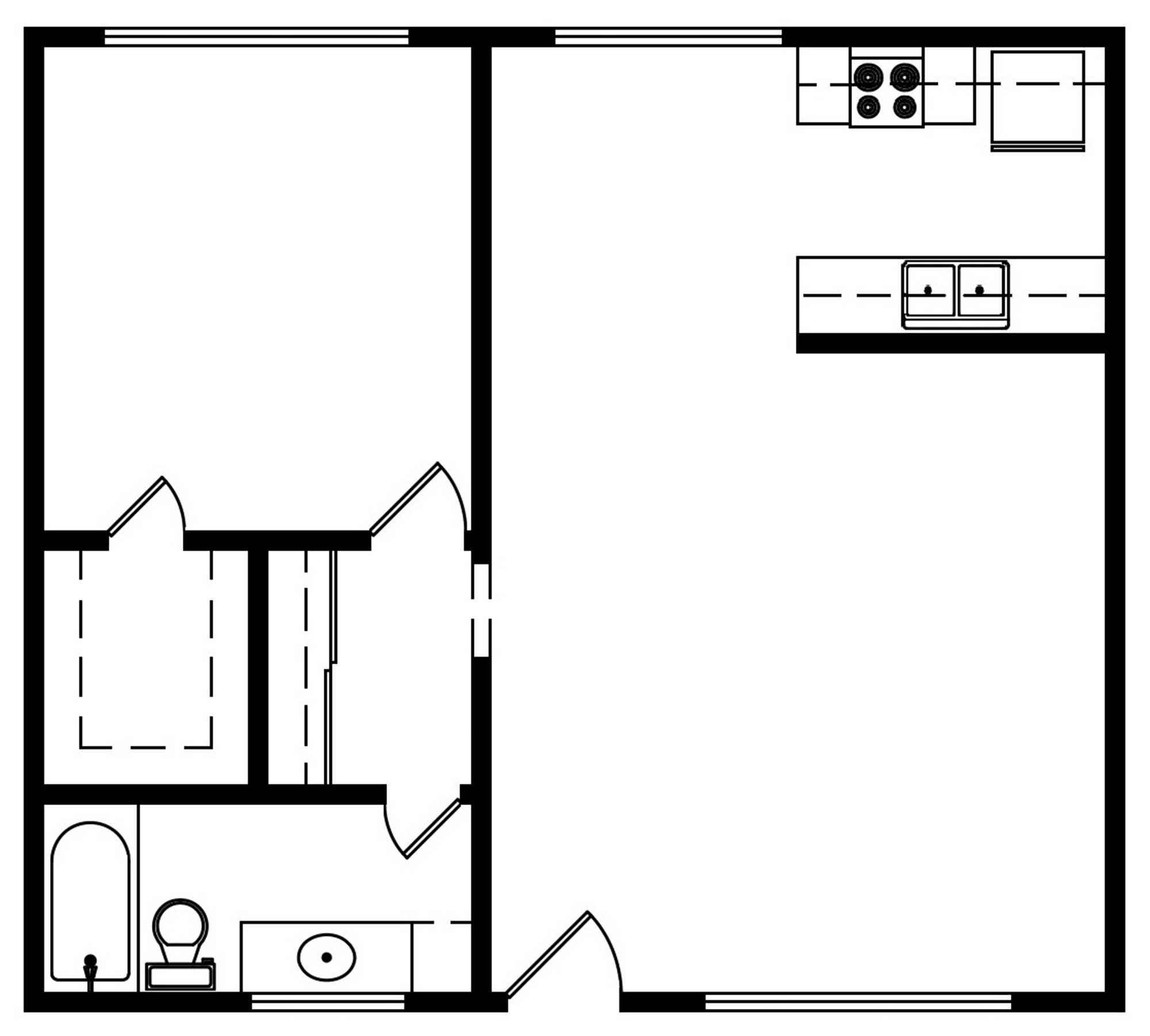 1 Bedroom 1 Bath 675 Sqft Floorplan A