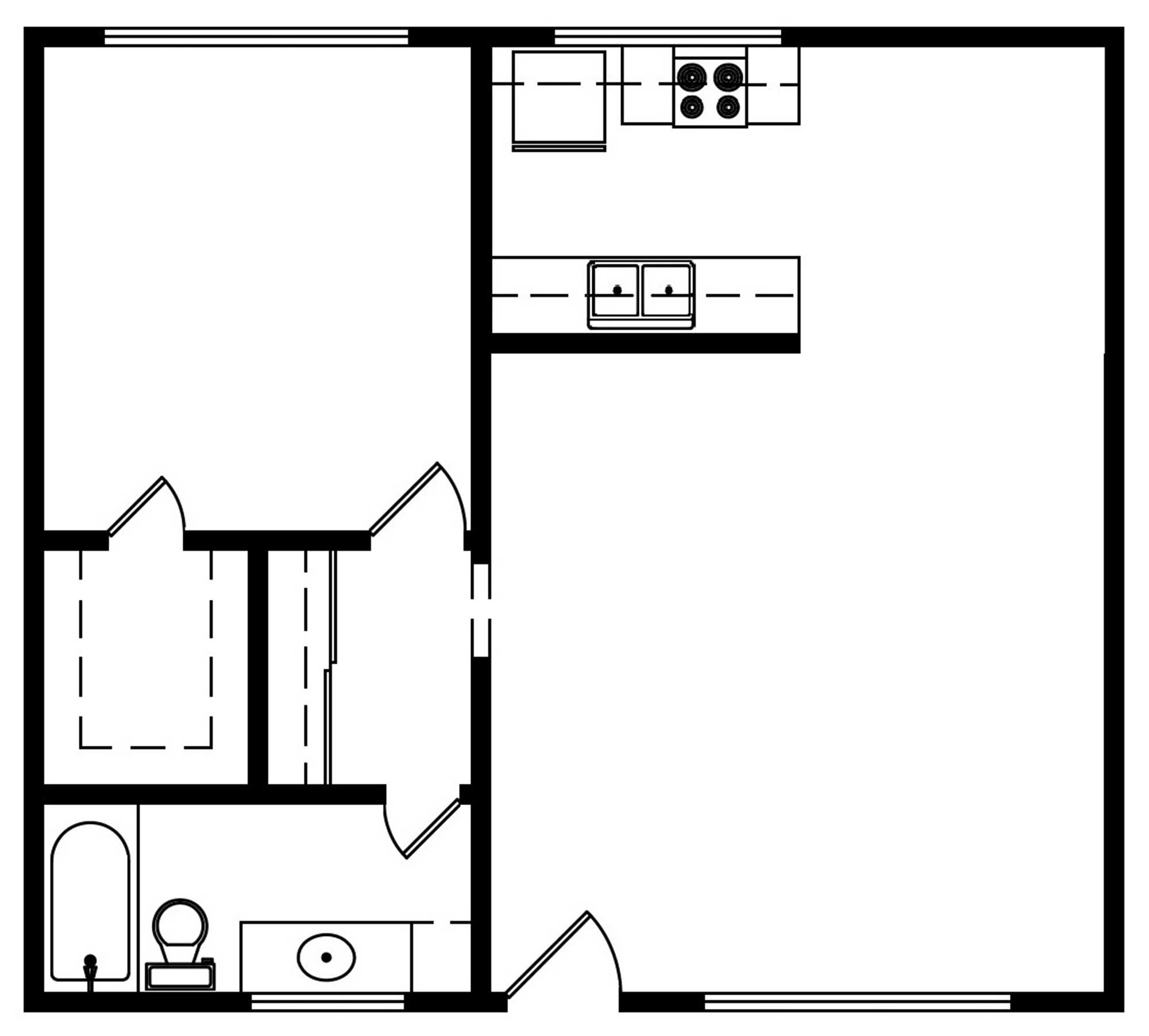 1 Bedroom 1 Bath 675 Sqft Floorplan B