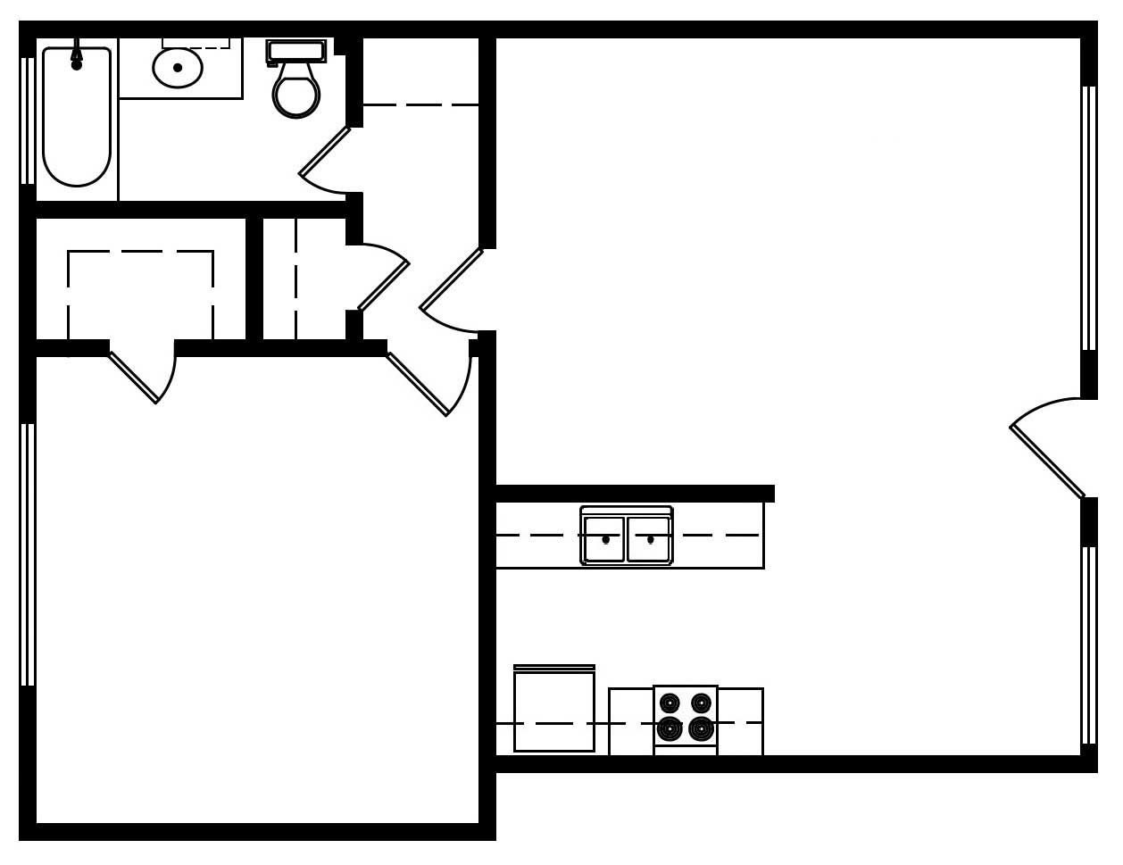 1 Bedroom 1 Bath 551 Sqft Floorplan D