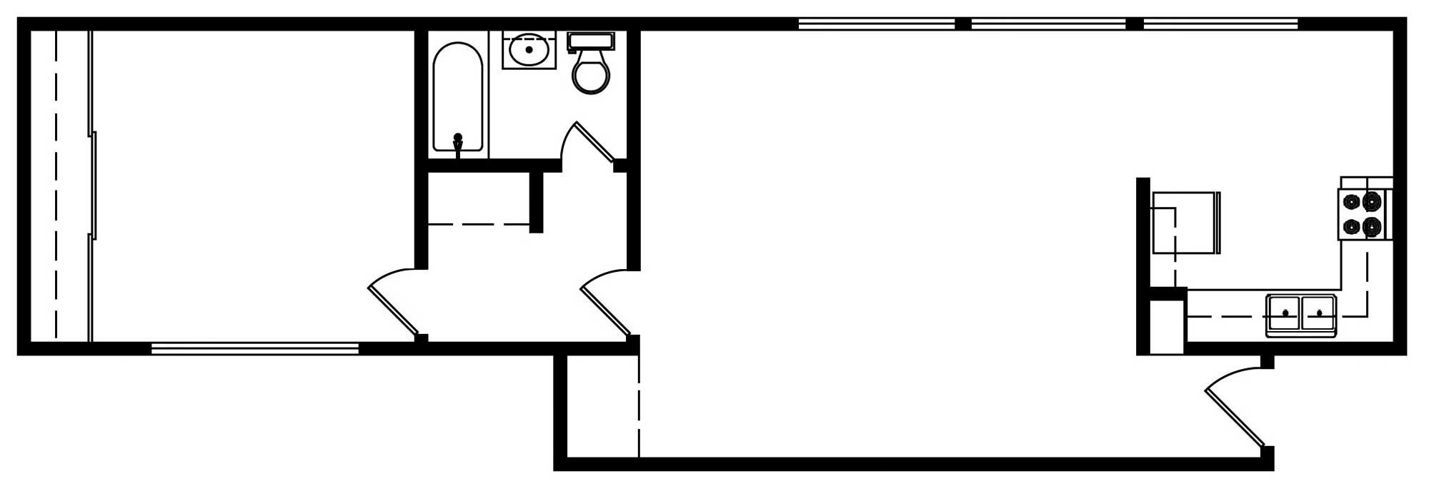 1 Bedroom 1 Bath 732 Sqft Floorplan