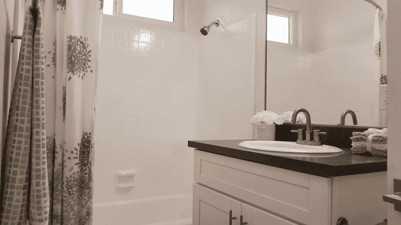 renovated bathroom with modern vanity